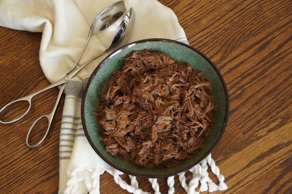This shredded beef is perfect for tacos, burritos or enchiladas.