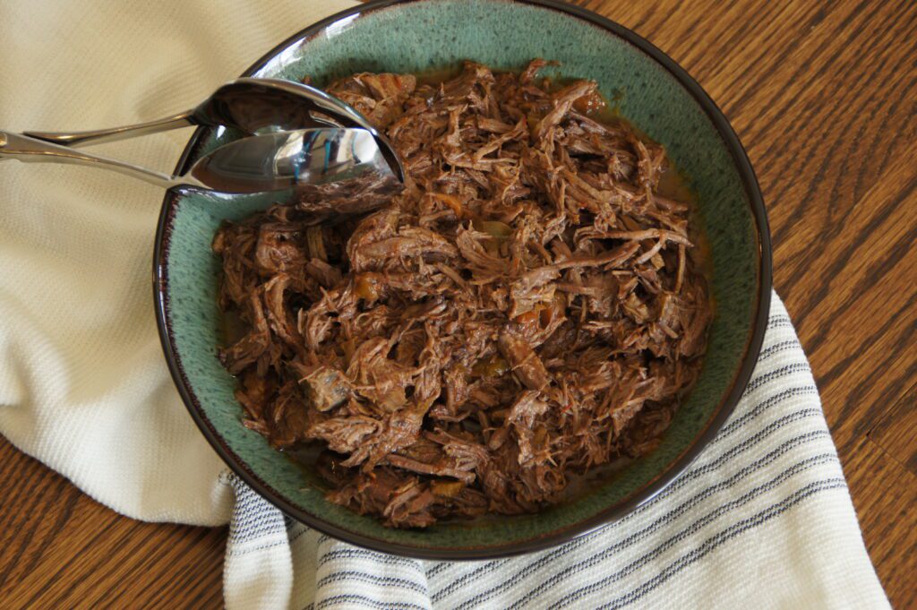 Crockpot Shredded Beef (made with salsa)
