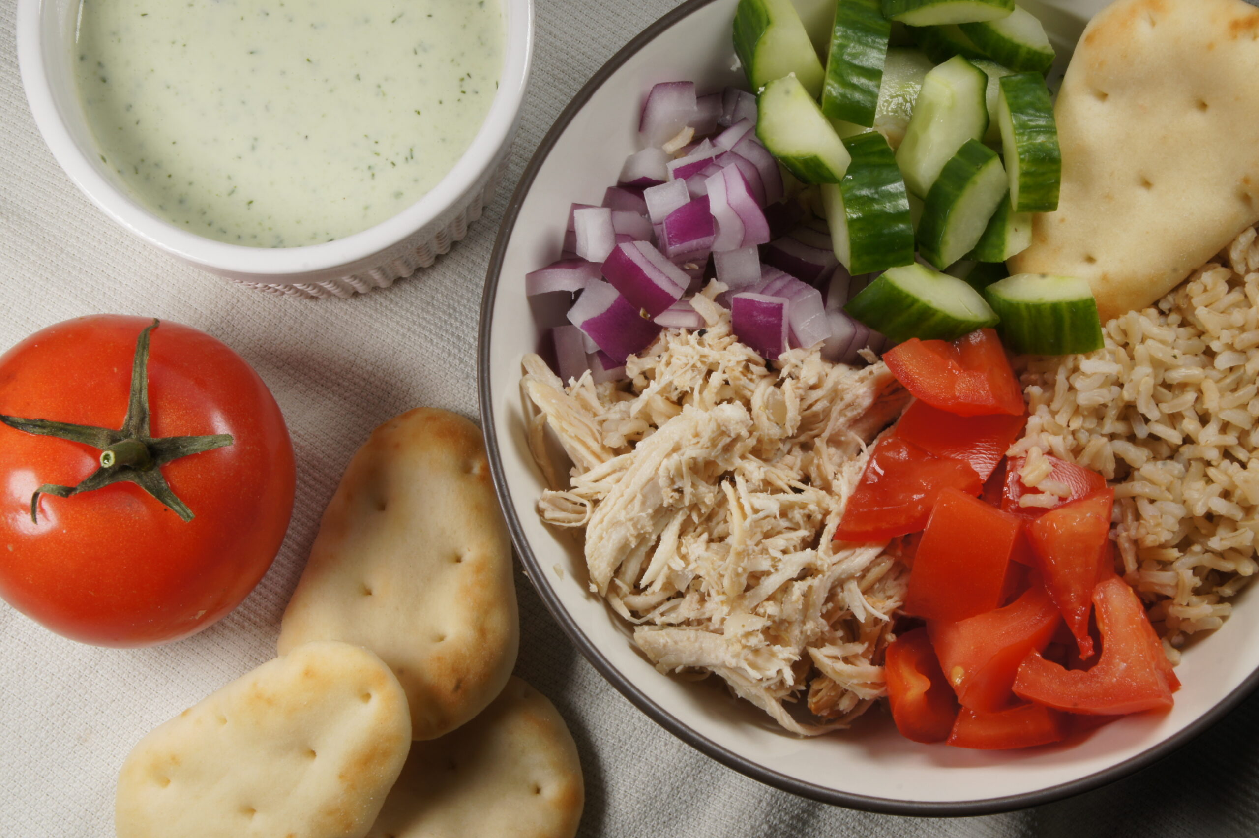 Crockpot Greek Chicken Bowls with Tzatziki