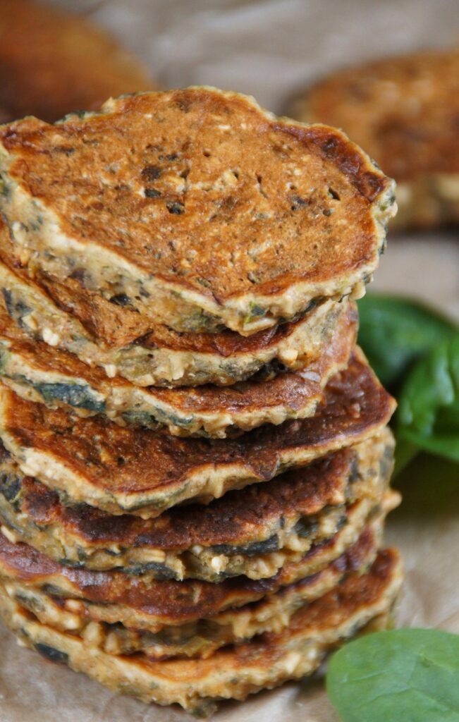 Spinach Pancakes (made with oats and applesauce)