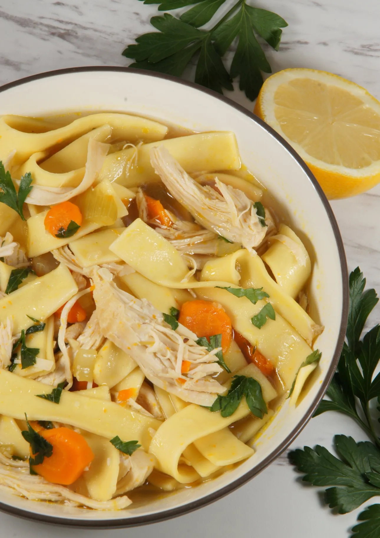 Easy Instant Pot Chicken Noodle Soup (with chicken breasts)