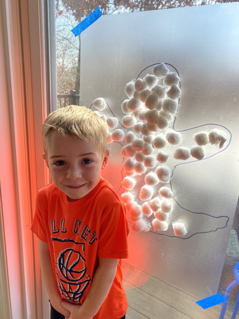 So excited about the ghost he made!