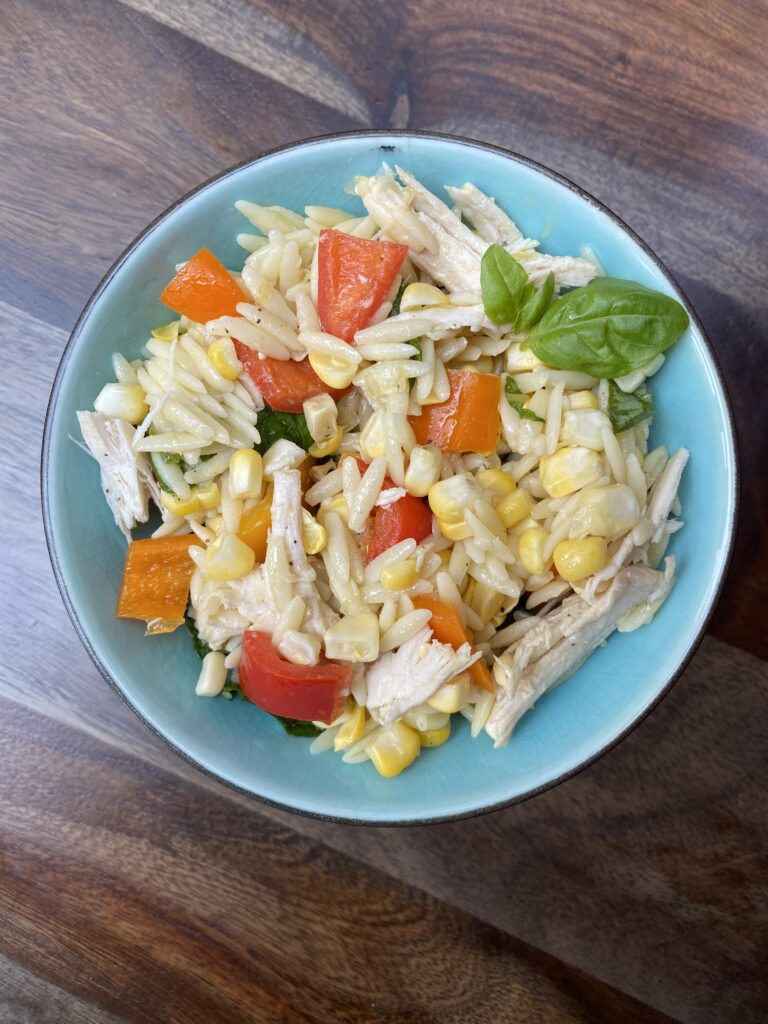 Vegetable Orzo Pasta Salad with an Easy Lemon Vinaigrette