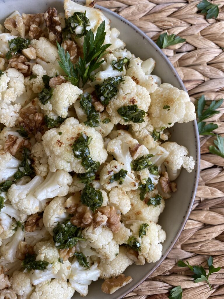 Bright and Fresh Chimichurri Cauliflower with Walnuts