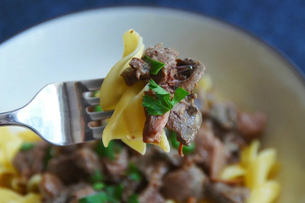 Crockpot Beef Stroganoff (made with Greek Yogurt)