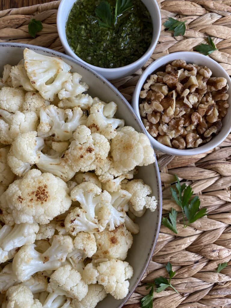 Chimichurri Cauliflower Florets with Walnuts