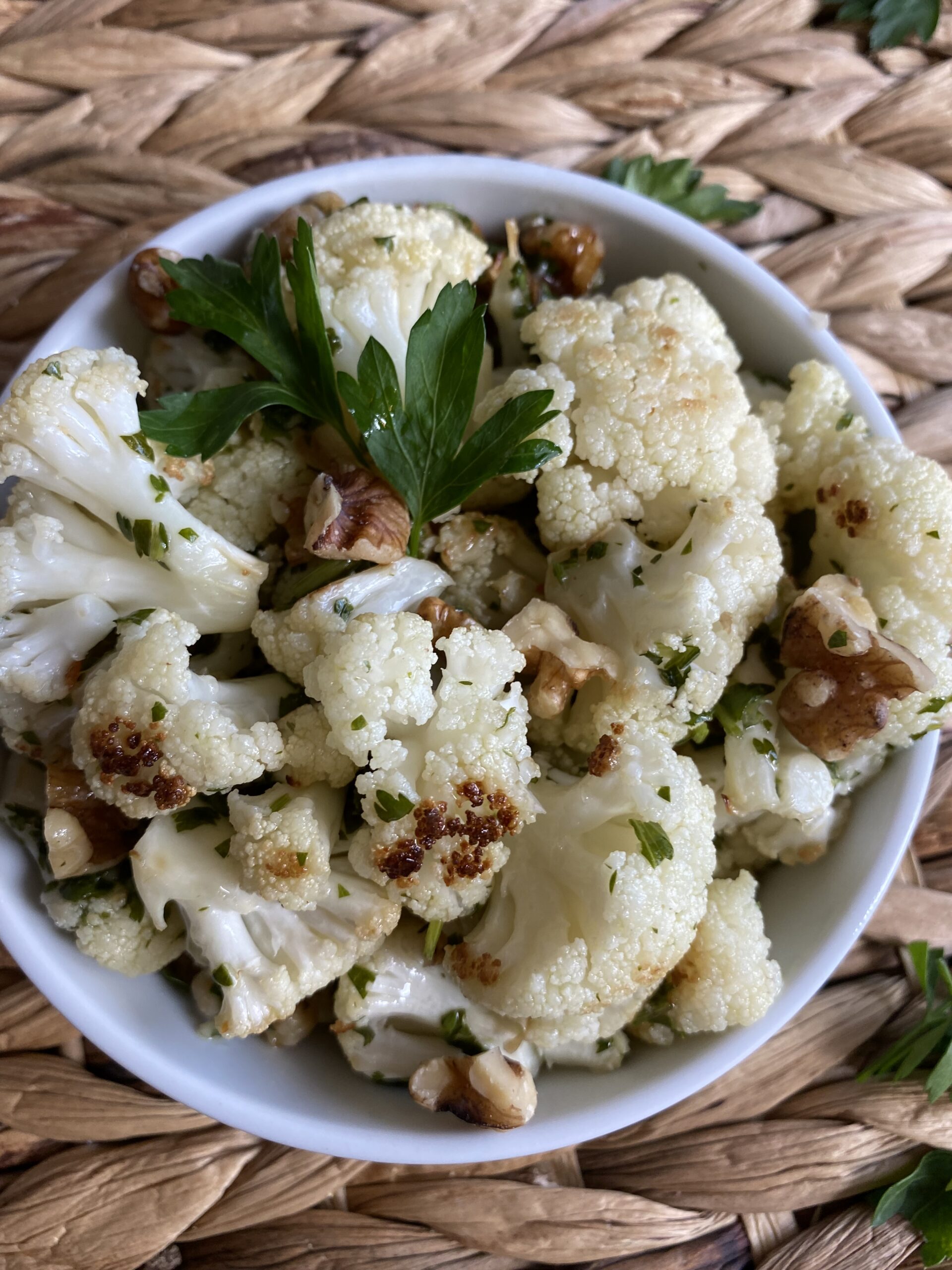Chimichurri Cauliflower Florets with Walnuts
