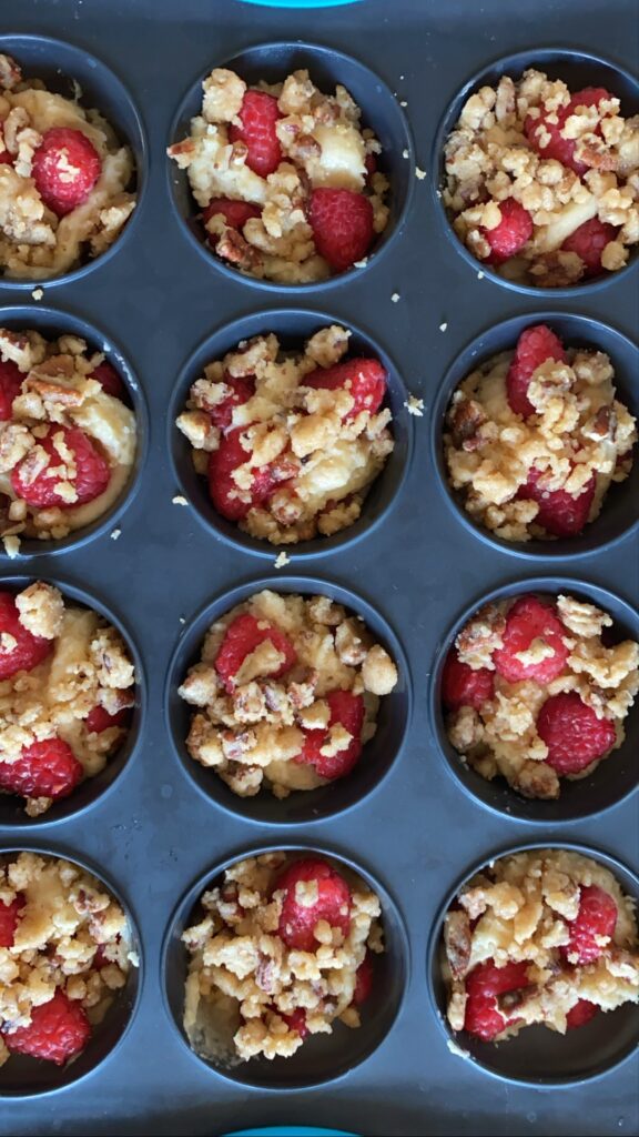 Raspberry Muffins with a Streusel Topping