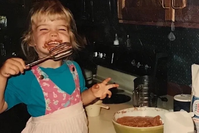 Baking as a little girl.