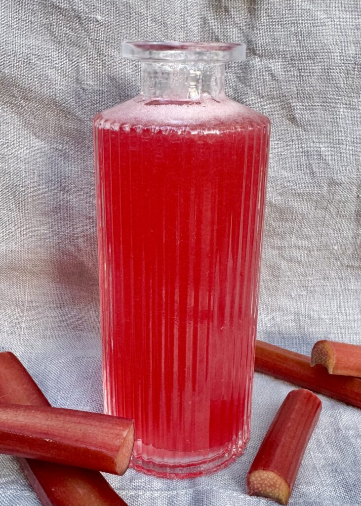 Rhubarb Simple Syrup - made with water, sugar and rhubarb