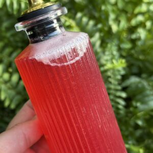 Rhubarb Simple Syrup - made with water, sugar and rhubarb
