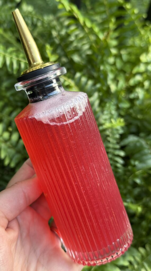 Rhubarb Simple Syrup - made with water, sugar and rhubarb