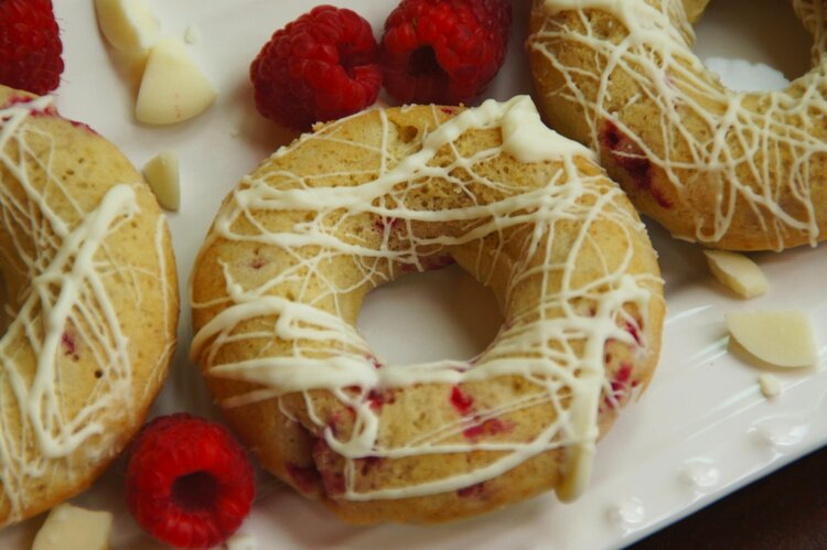 Raspberry White Chocolate Donuts